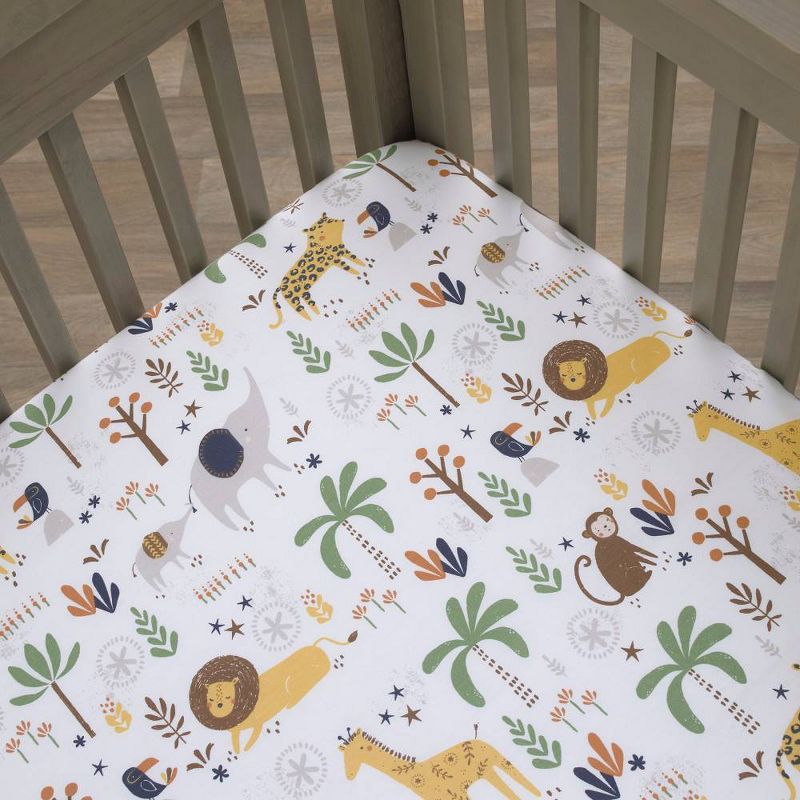 NoJo Jungle Trails All Over Print Crib Sheet