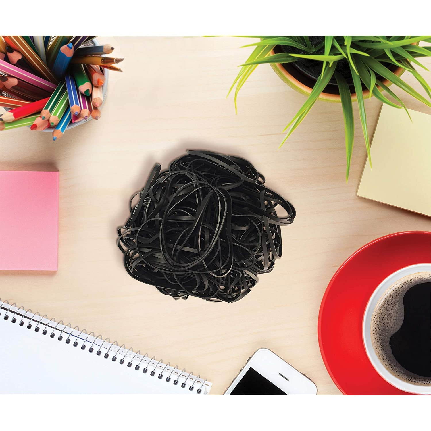 200 Black Rubber Bands, by Better Office Products, Size 33, 200/Bag, Vibrant Black Rubber Bands