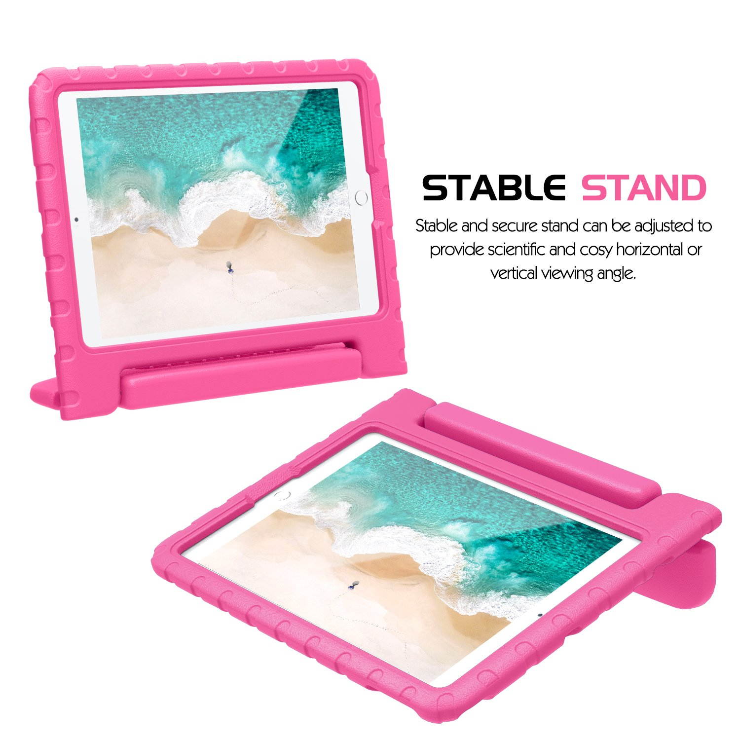 MoKo Case Fit New iPad 7th Generation 10.2" 2019 / iPad 10.2 Case/New iPad Air (3rd Generation) 10.5" 2019/iPad Pro 10.5 2017, Kids Friendly Shock Proof Handle Protective Stand Cover Case - Magenta