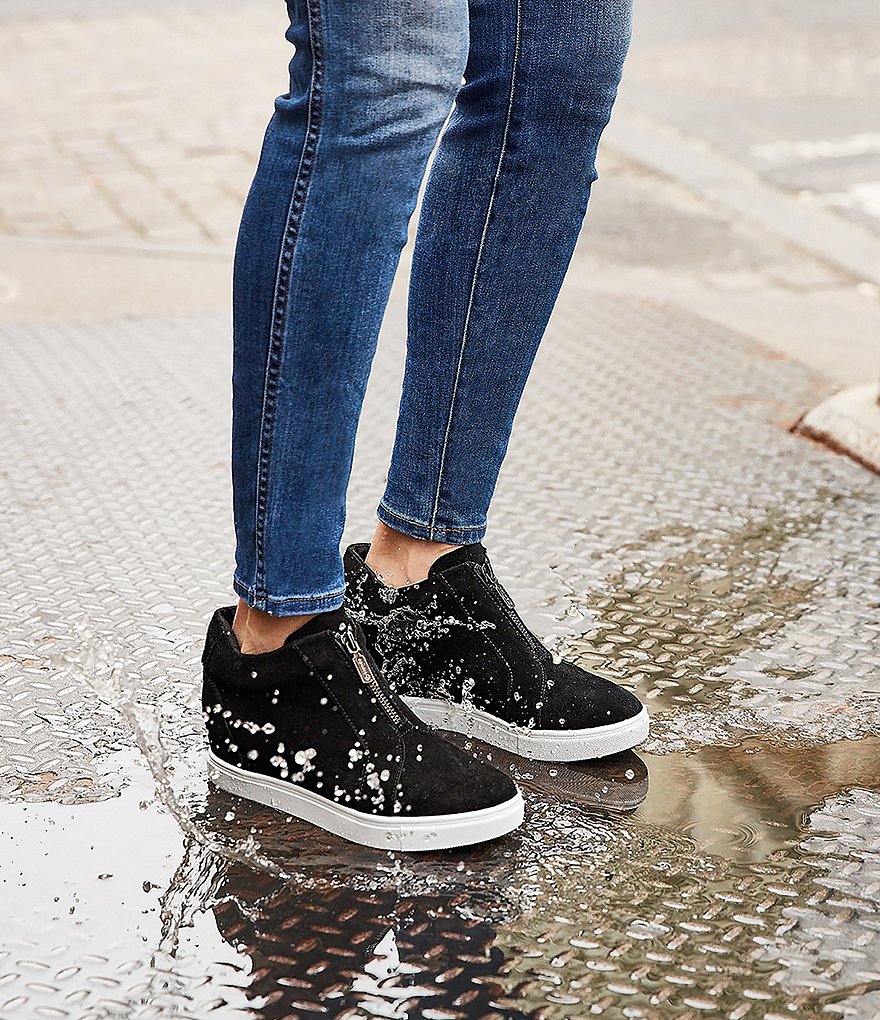 Donald Pliner Pelham Neoprene Mixed Leather Slip-On Wedge Sneakers