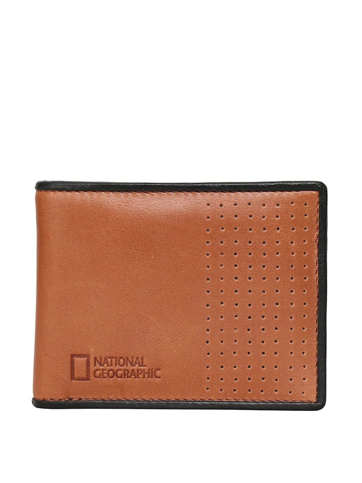 National Geographic Tan Solid Rfid Bi-Fold Wallet for Men