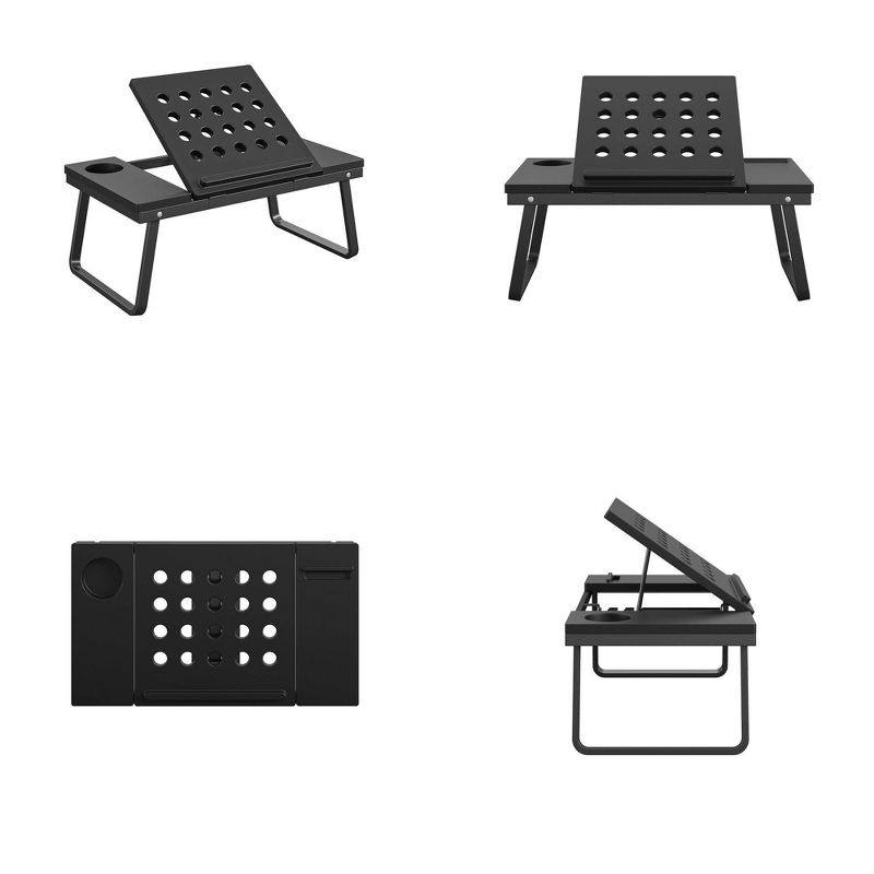 Folding Lap Activity Tray with Molded Cup and Electronic Device Holder Black - Room & Joy