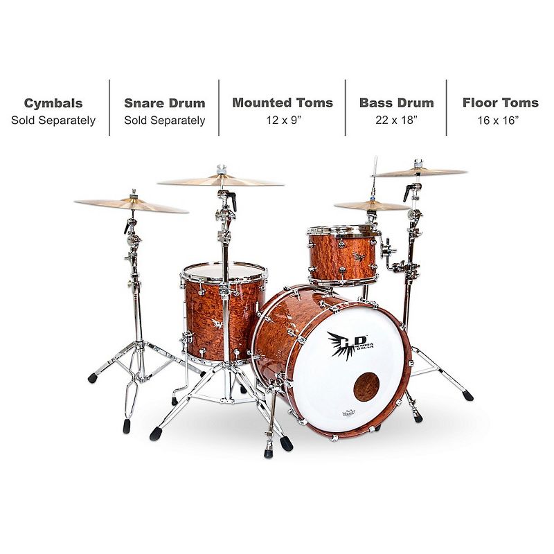Hendrix Drums Perfect Ply Series Bubinga 3-Piece Shell Pack Gloss