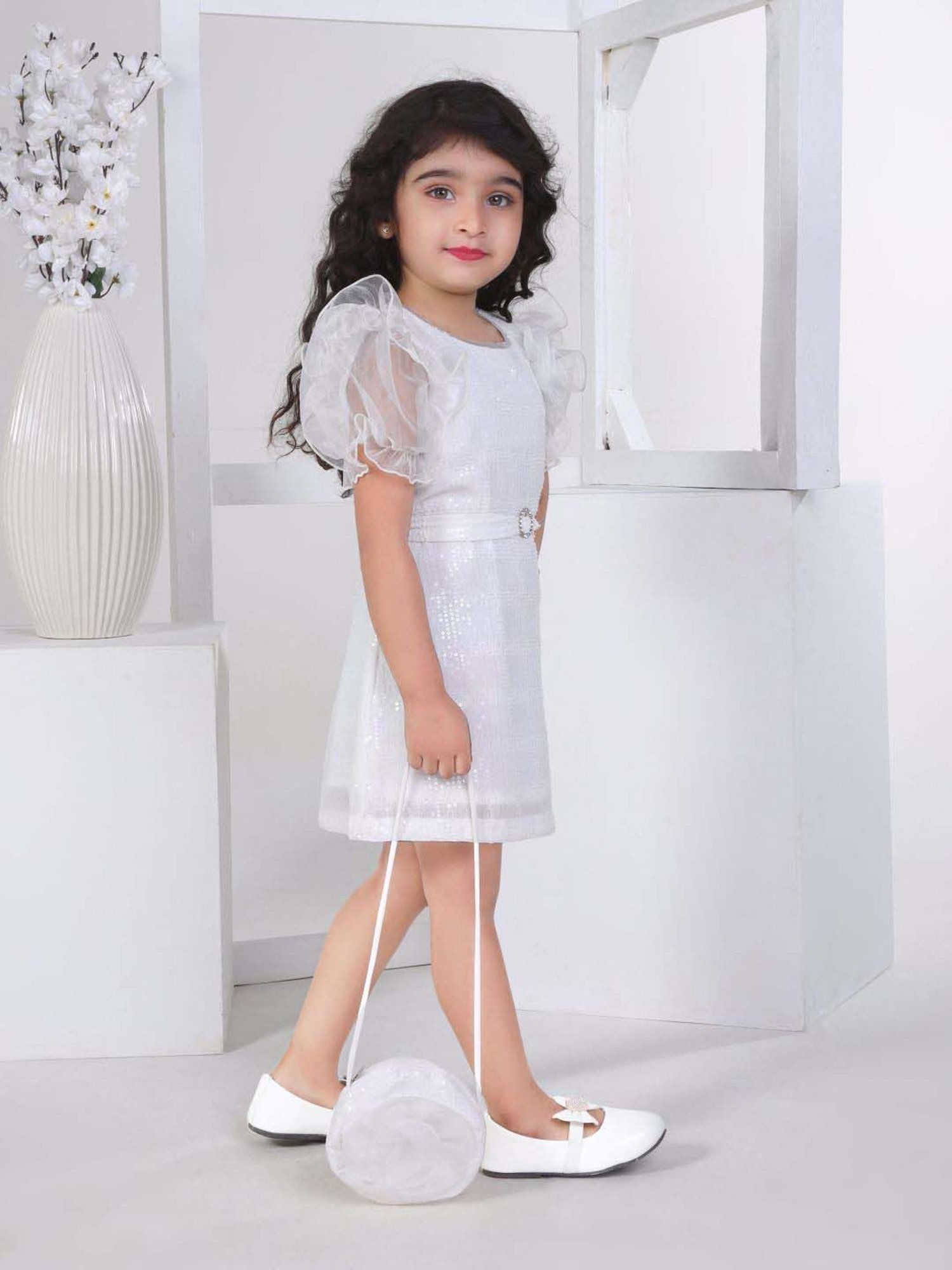 Peppermint Girls White Embellished Dress