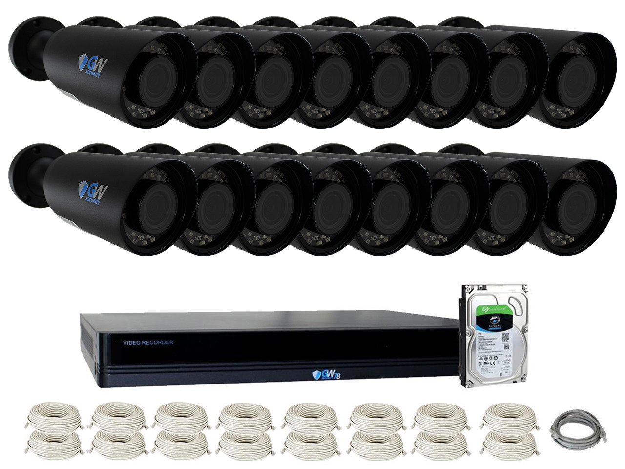 GW Security 8CH NVR 8MP H.265+ AI Face Recognition 4K IP PoE Surveillance Camera System with 4 4K 2.8-12mm Varifocal Zoom 2160p Outdoor Bullet Camera, 120ft IR Night Vision, 2TB Hard Drive