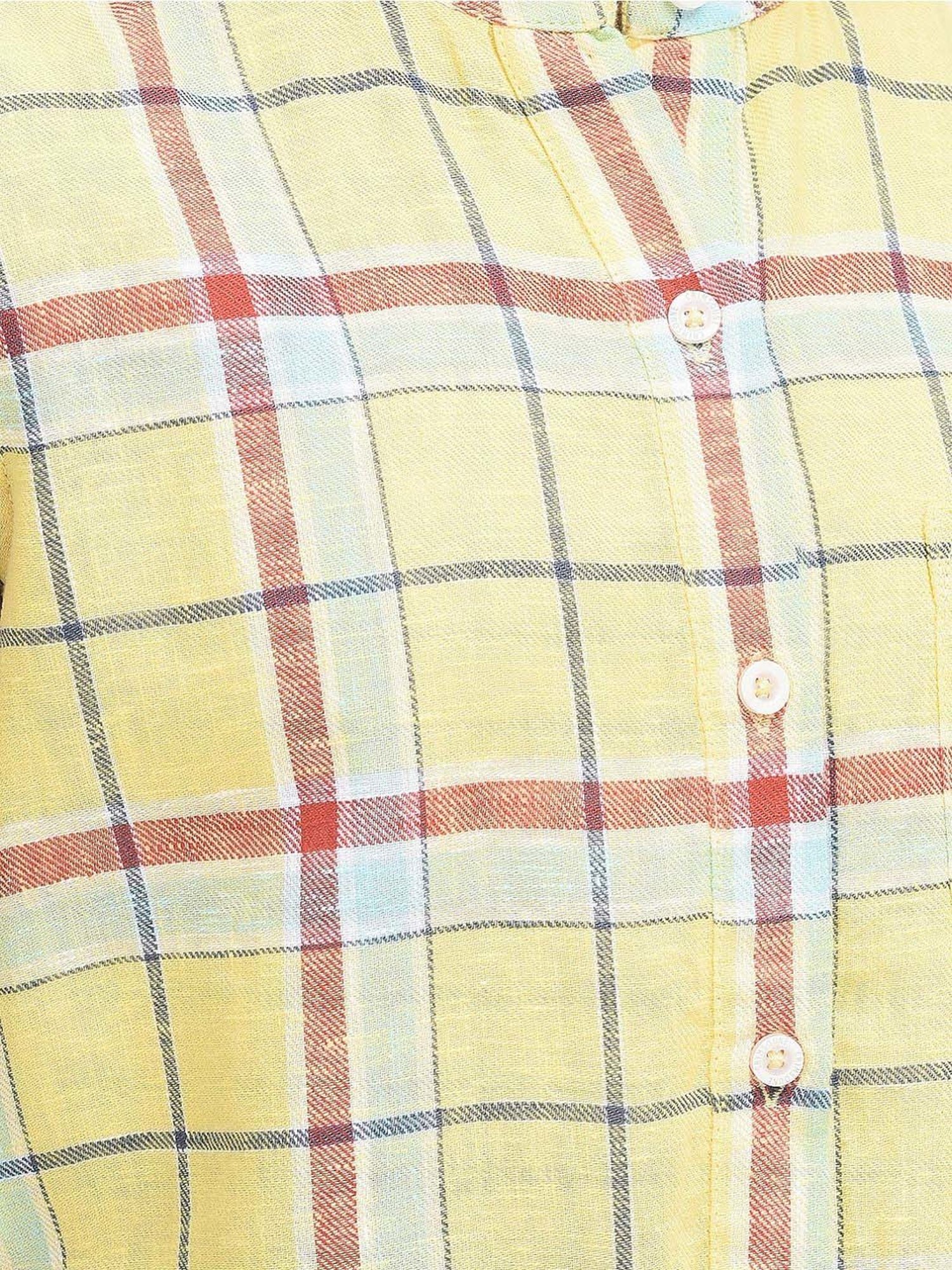 Crimsoune Club Girls Yellow & Red Checks Shirt