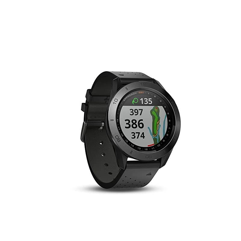 Approach S60, Premium GPS Golf Watch with Touchscreen Display and Full Color CourseView Mapping, Black w/ Leather Band
