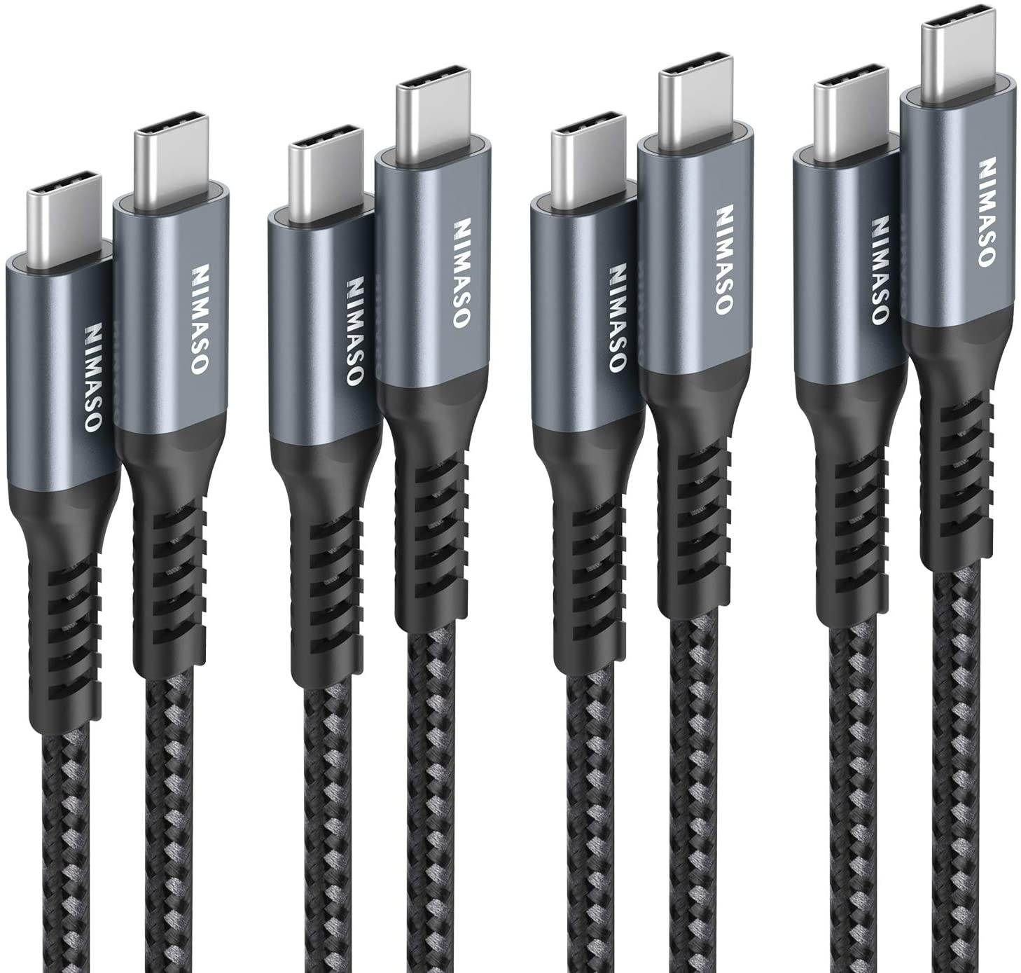 USB C to USB C Fast Charging Cable 60W 4-Pack[10ft+6.6ft+3.3ft+1ft], NIMASO USB Type C Charger Cord Compatible with Samsung Galaxy S20 S10 Note 20 10, Google Pixel 4 3 2 XL, MacBook Air iPad Pro 2020