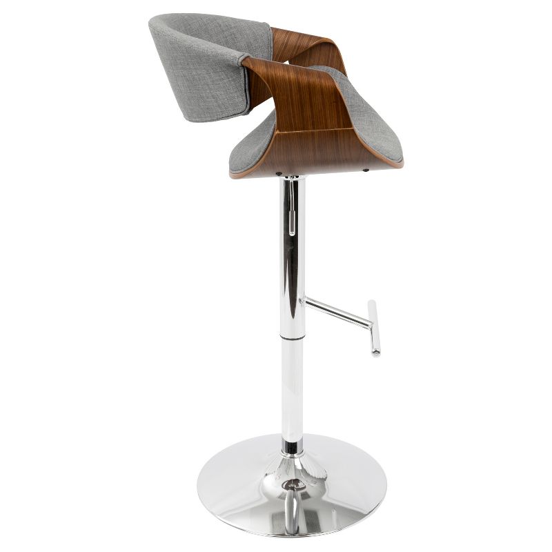 Wooden Barstool with Padded Seat and Open Backrest Blue/Brown - Benzara