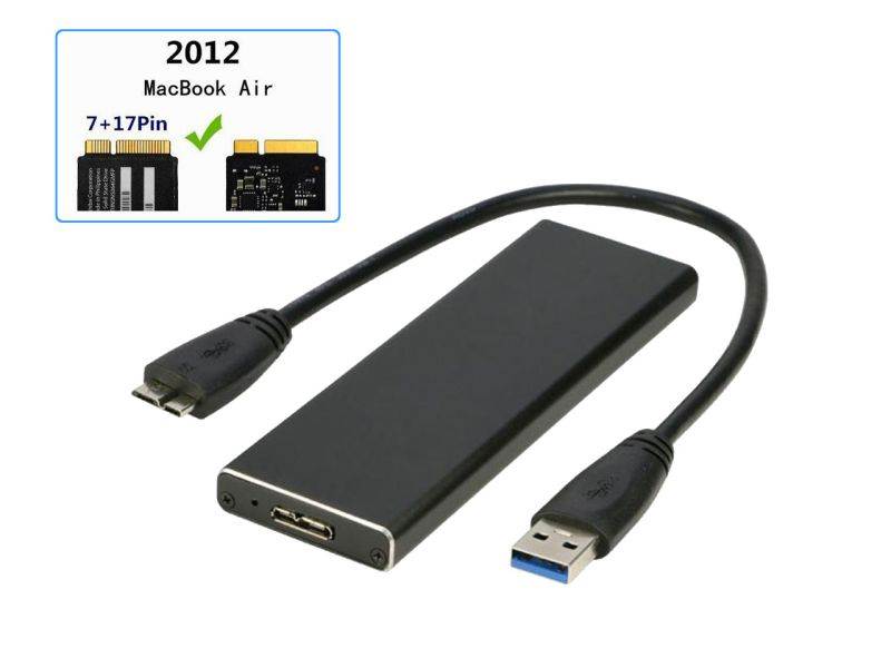 PCIe SSD USB Enclosure for 2012 MacBook Air, USB 3.0 External Reader for A1465 A1466 SSD Adapter with Case, Support Model MD223 MD224 MD231 M232