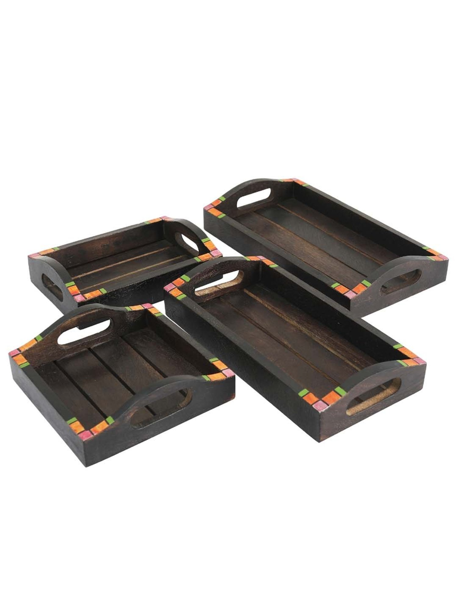 VarEesha Mango Wood Madhubani Work Foldable Bed Tray - Set of 1