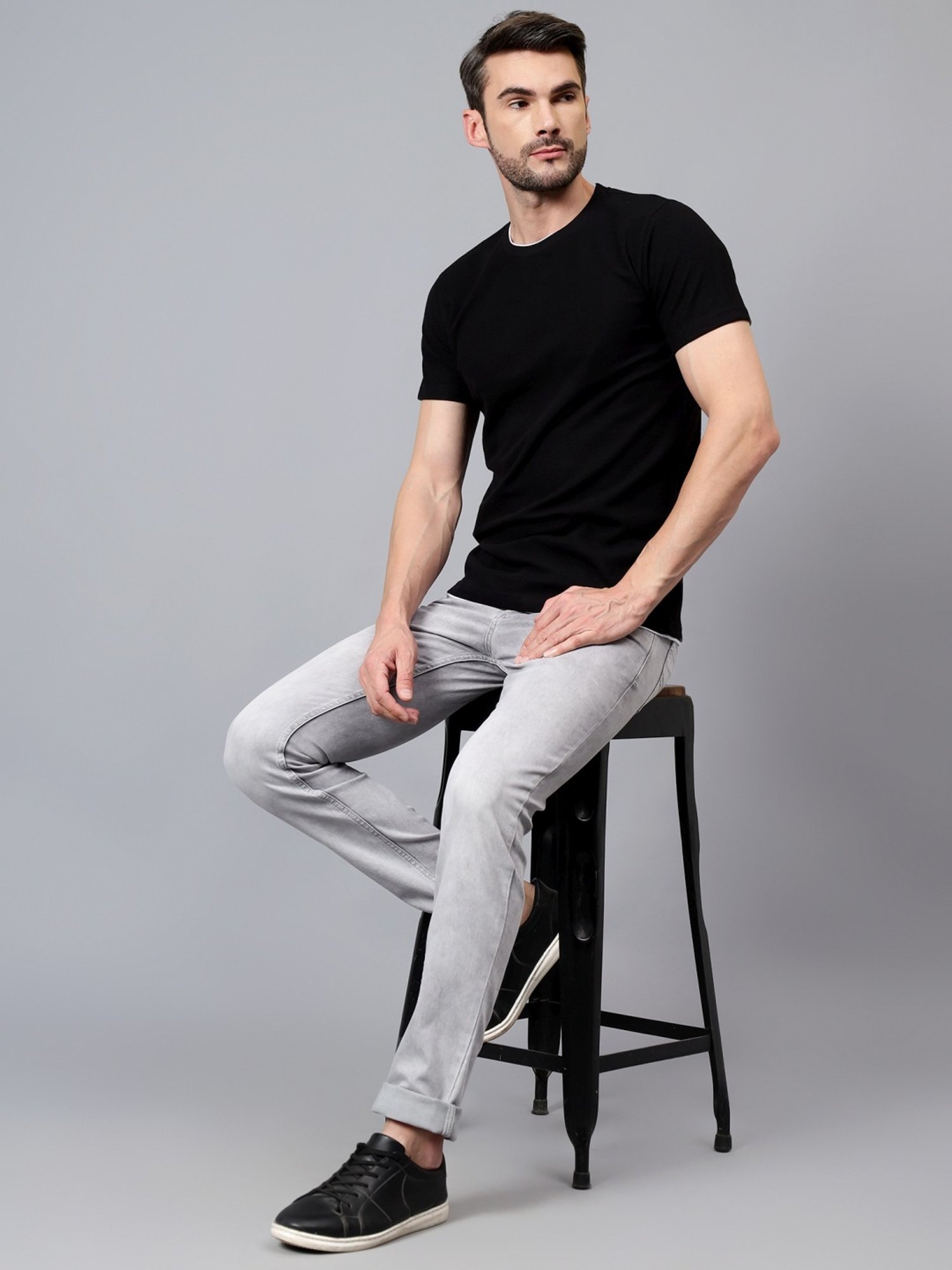 Cantabil Black Regular Fit T-Shirt