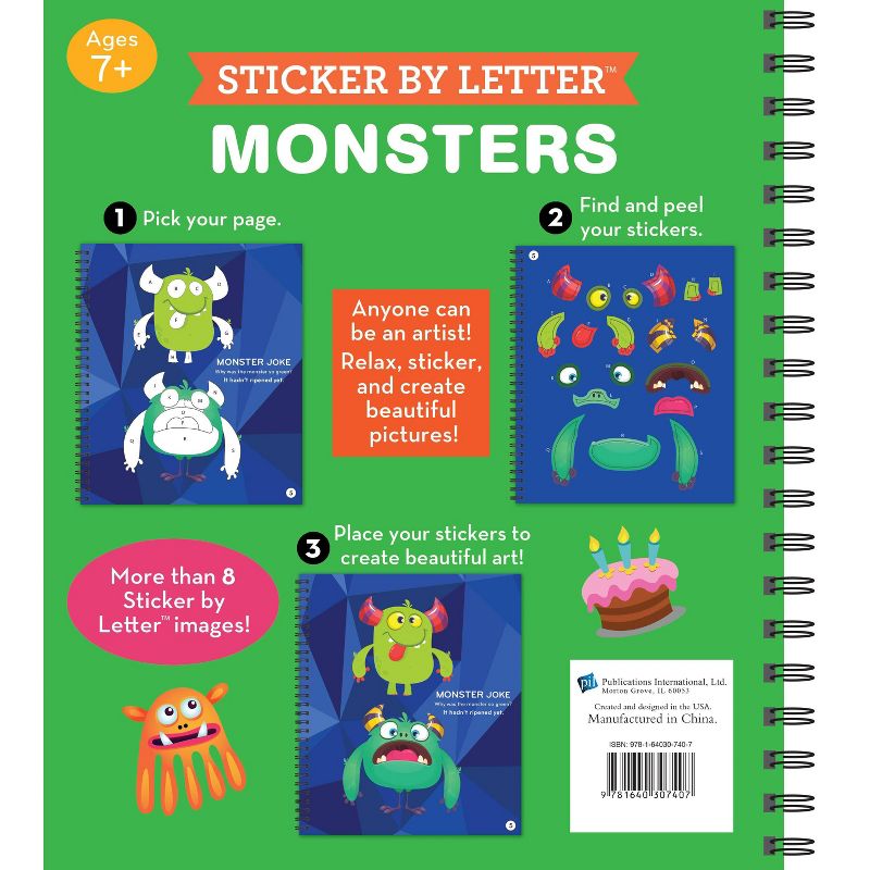 Sticker Puzzles Monsters - (Spiral_bound) (Spiral Bound)