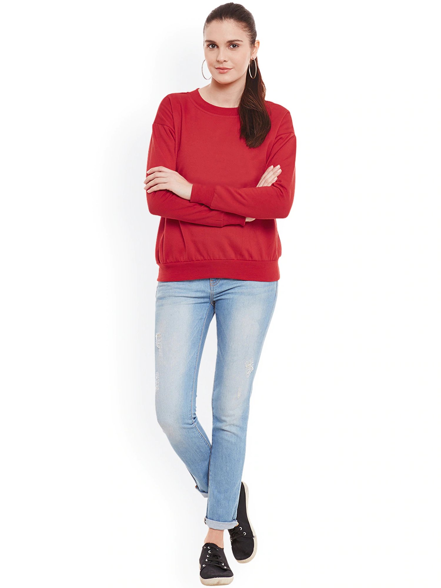 Belle Fille Red Full Sleeves Sweatshirt