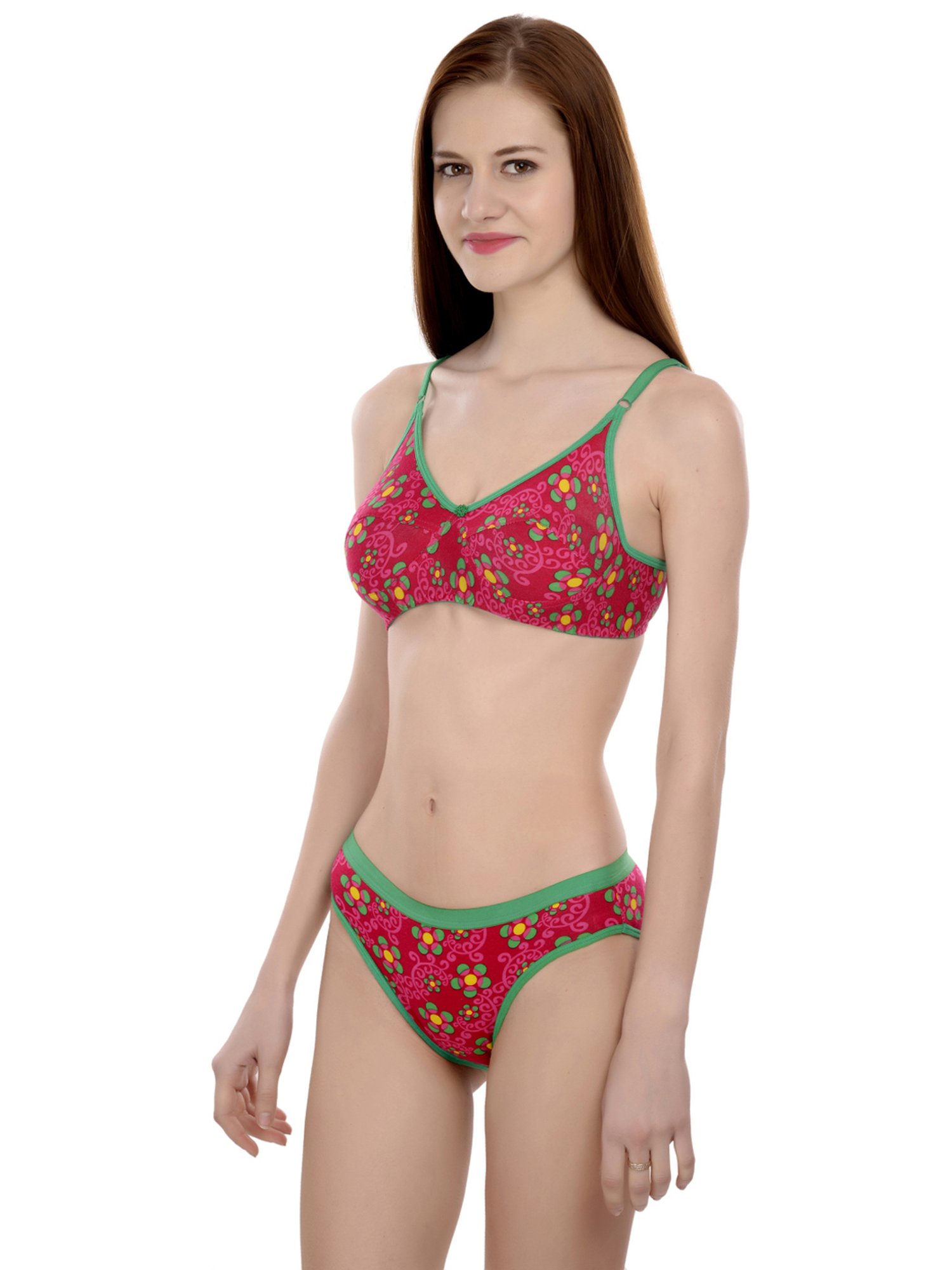 mod & shy Black Self Pattern Lingerie Set