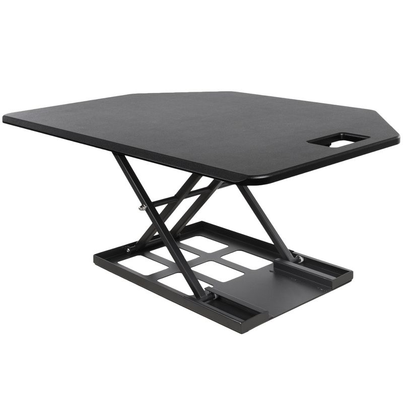 X-Elite Premier Corner Standing Desk Converter with Pneumatic Height Adjustment - Black - Stand Steady