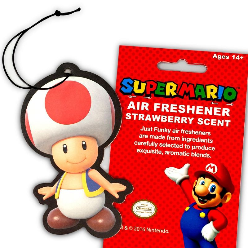 Just Funky Super Mario Bros. Toad Character Air Freshener, Strawberry Scent
