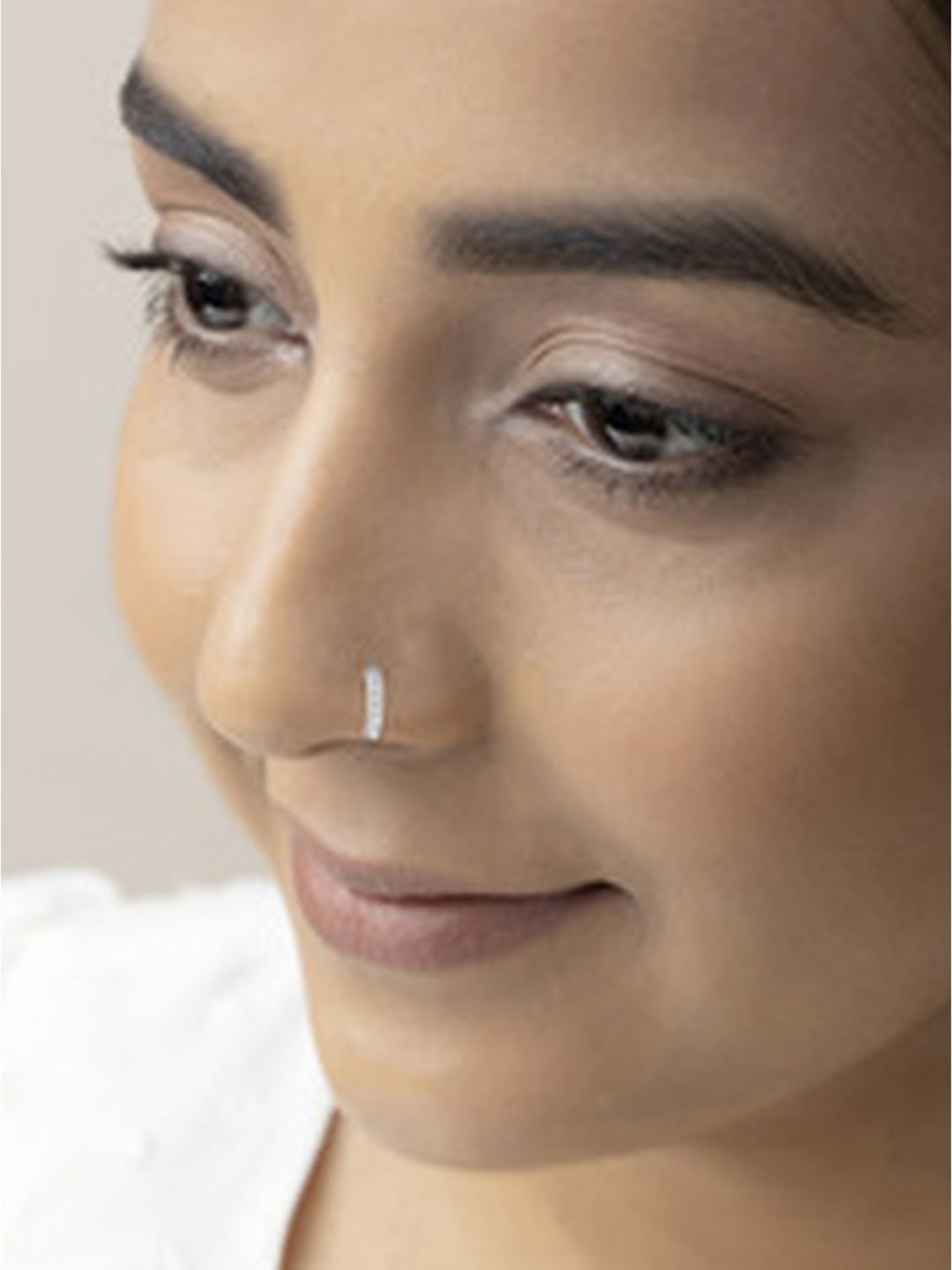 March by FableStreet Elegant White Zircon 92.5 Sterling Silver Nose Ring