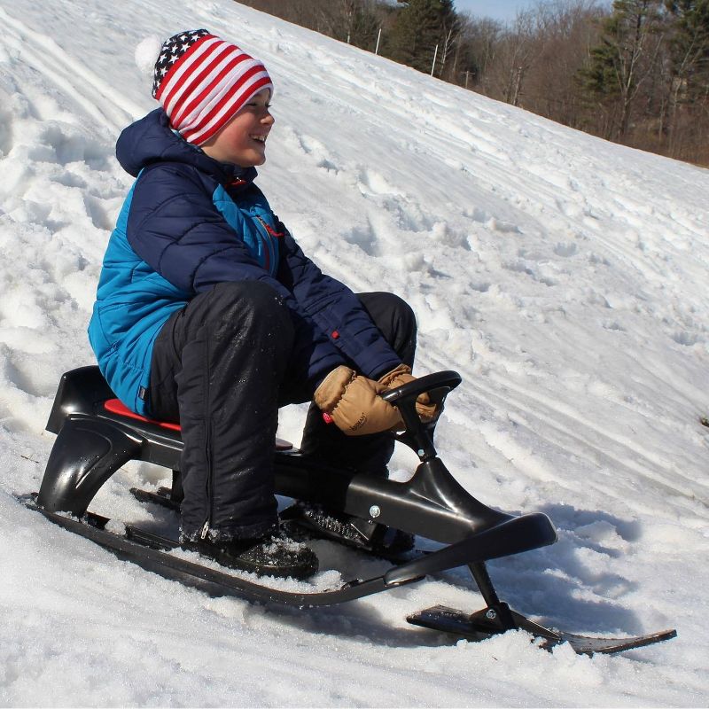 Flexible Flyer PT Blaster plastic sled with steering wheel - Black/Red