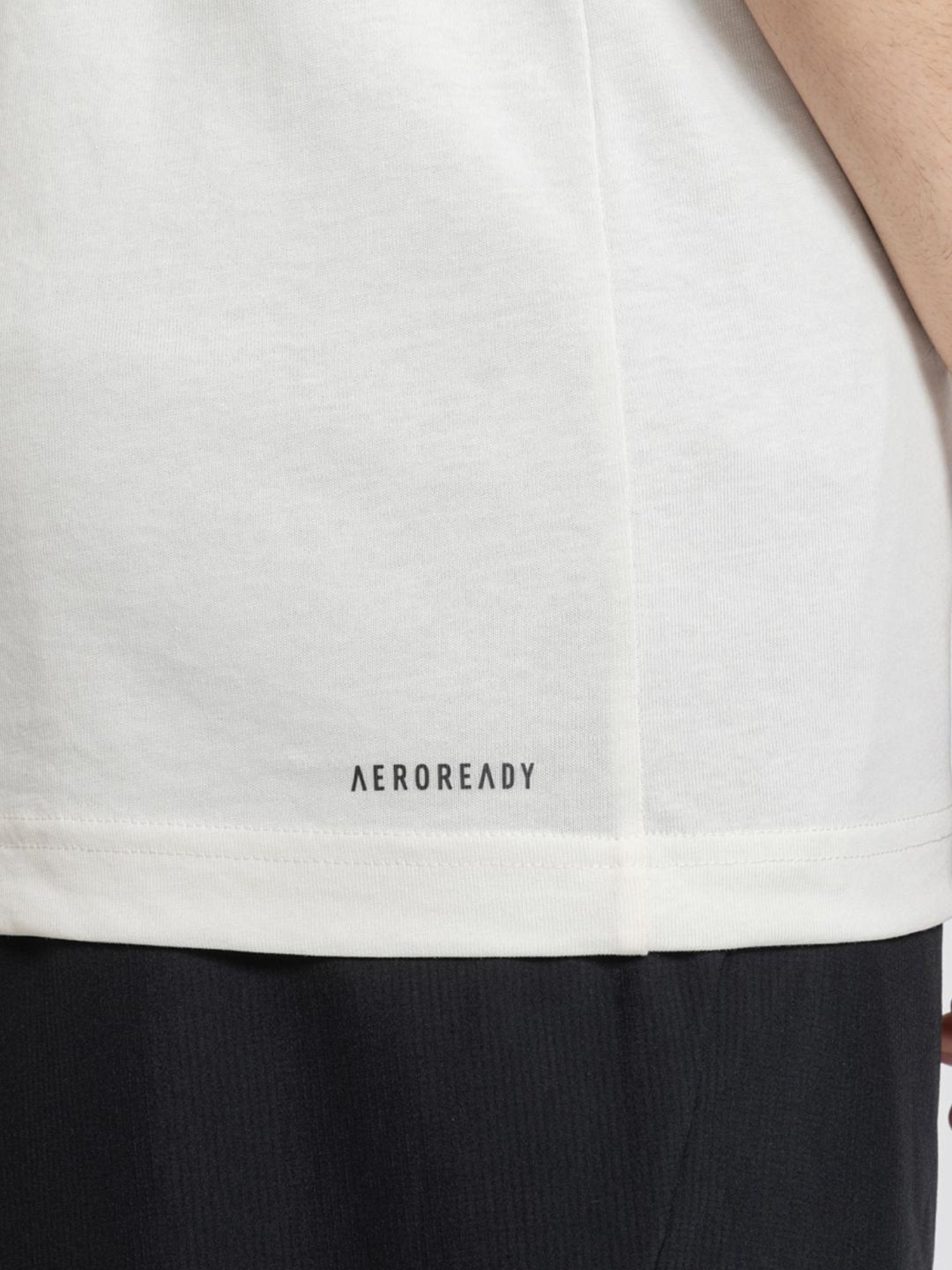 Adidas White Cotton Regular Fit Printed Sports T-Shirt