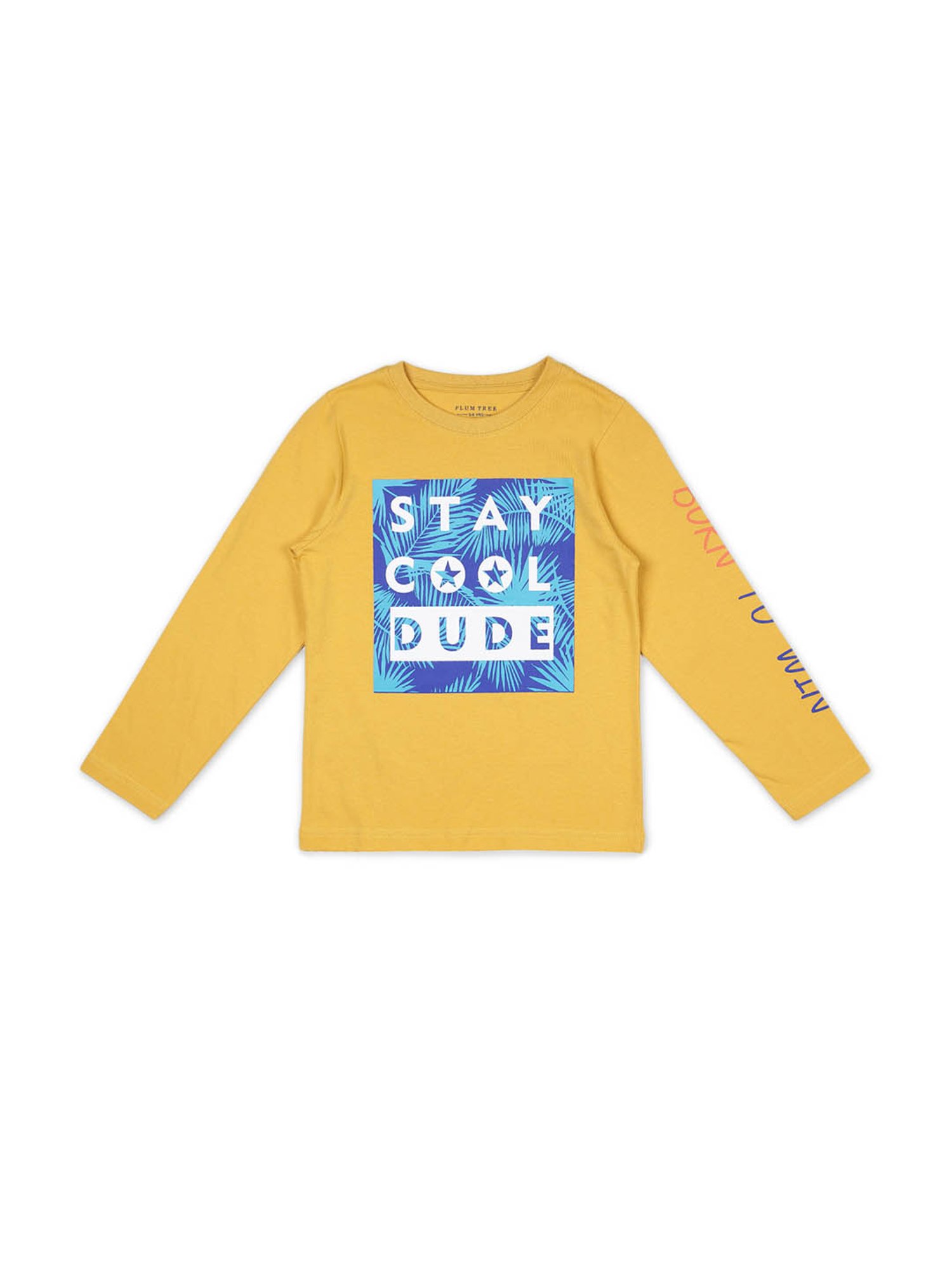 Plum Tree Boys Yellow & Blue Printed T-Shirt (Pack Of 2)