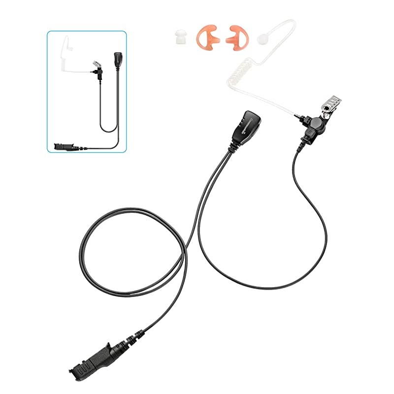 Wire Earpiece with Reinforced Cable for Motorola Radios XPR3300 XPR3500 XPR3300e XPR3500e XPR 3300 3500 3300e 3500e Series Acoustic Tube Headset Compact PTTMic Clear Audio Transmission
