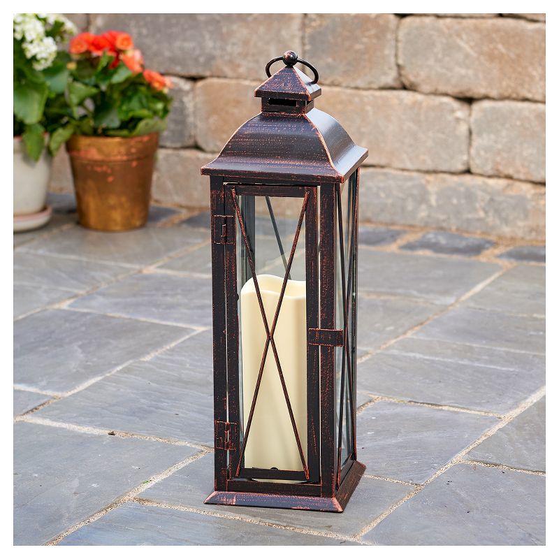 Siena 16" LED Candle Outdoor Lantern - Antique Brown - Smart Living