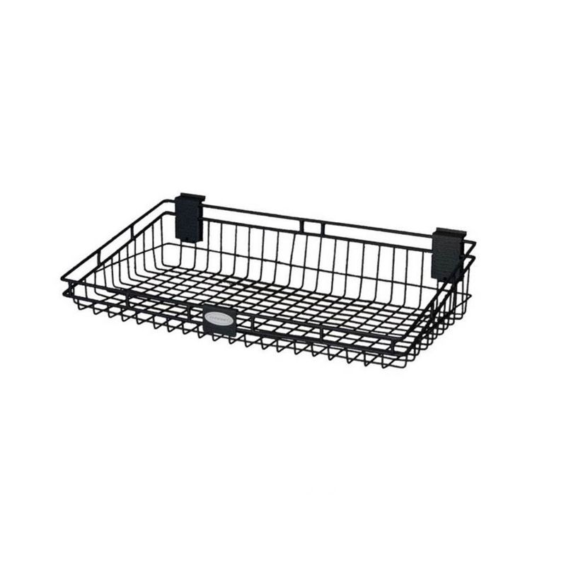 Suncast Storage Trends 12 Inch x 24 Inch Mounted Wire Organizer Basket, Black