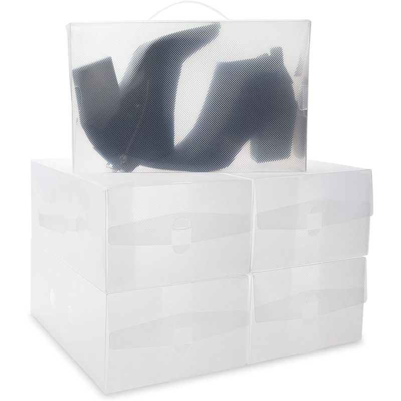 Juvale 10 Packs Stackable Shoe Storage Boxes, Plastic Shoe Box (13 x 8.25 x 5.1 In)