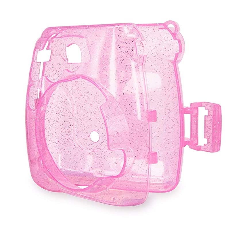 Clear Camera Case w Adjustable Rainbow Shoulder Strap Compatible with Fugifilm Instax Mini 8Mini 8+Mini 9 Instant Camera Purple