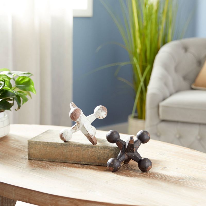 Industrial Arts Rustic Iron Jacks Table Sculptures Blue/White/Gray 4" 2pk - Olivia & May