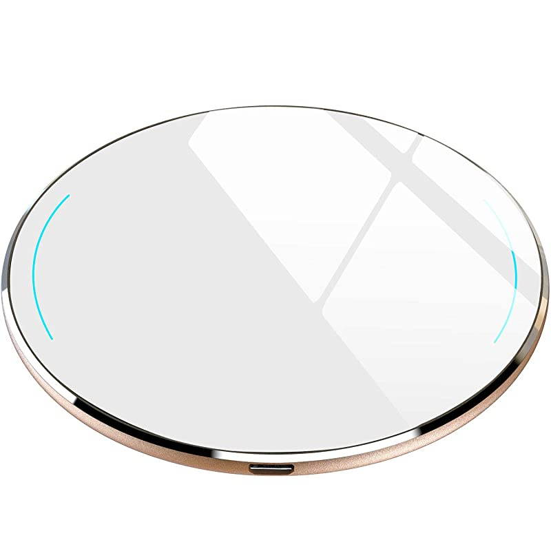 W1 Wireless Charger Ultra Thin Aviation Aluminum Fast Charging Pad NO AC Adapter Gold