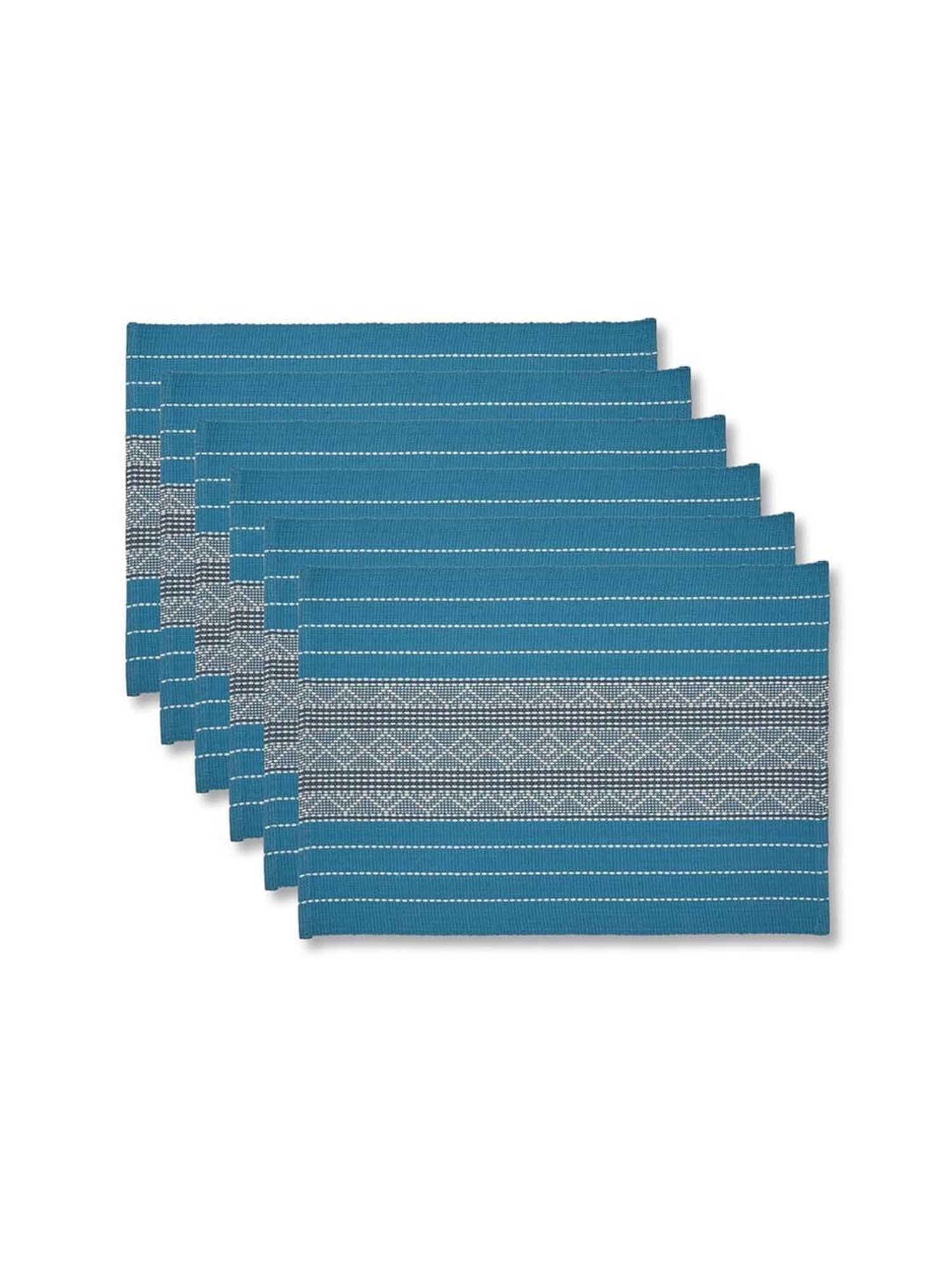 Fabindia Saumya Blue Cotton Mats - Set of 6