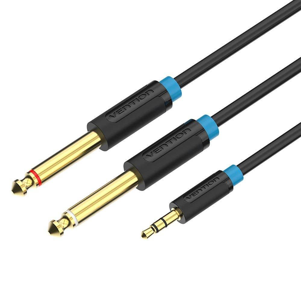 VENTION 3.5mm to Double 6.35MM Stereo Jack Audio Cable Gold Plated 3.5mm 1/8" TRS to 6.35mm 1/4" TS Mono Y-Cable Splitter Cord for iPhone Multimedia Speakers and Home Stereo Systems (10ft/3M)
