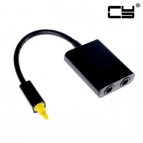 CHENYANG Dual Port Toslink Digital Optical Audio Splitter Adapter  Fiber Optic Audio Cable 1 In 2 Out Black