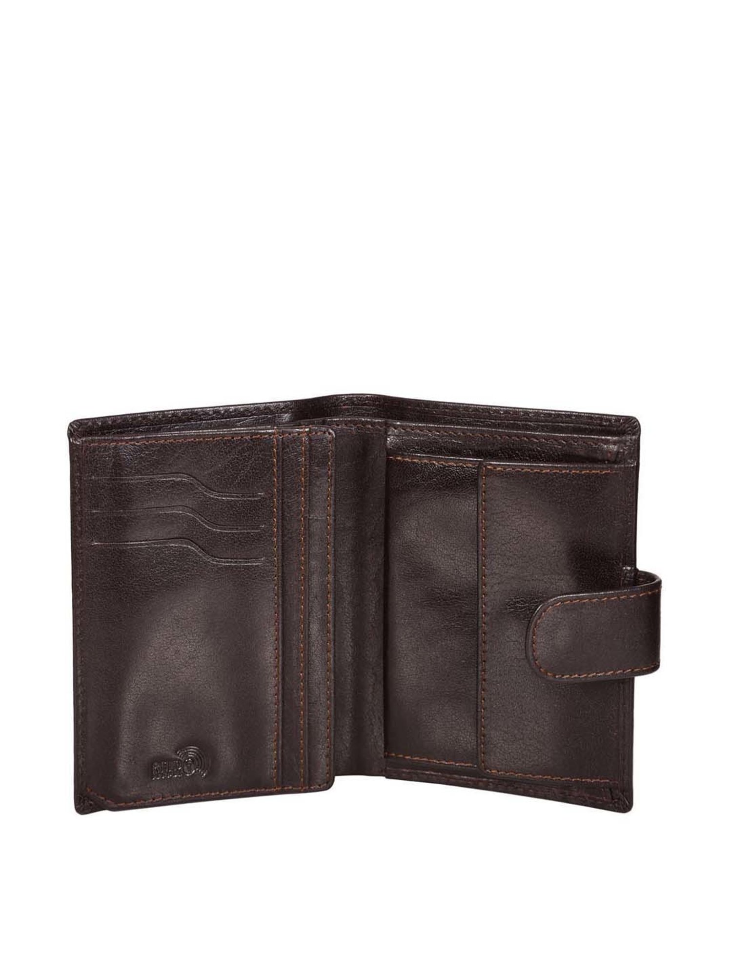 SASSORA Brown Casual Leather Rfid Bi-Fold Wallet for Men