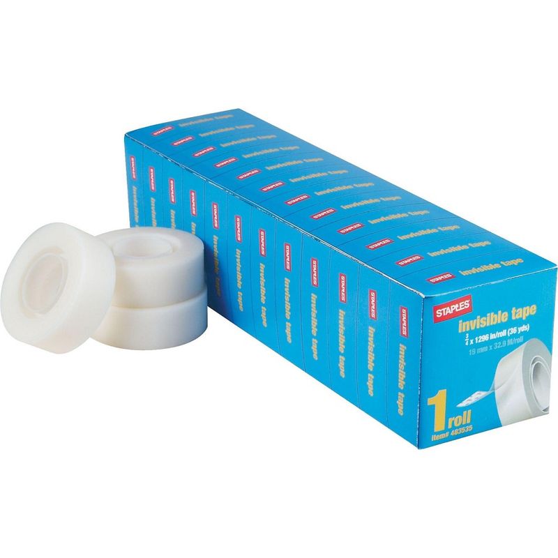 Staples Invisible Tape 3/4" x 1296" 12-Pack (52477-P12) 52380P12