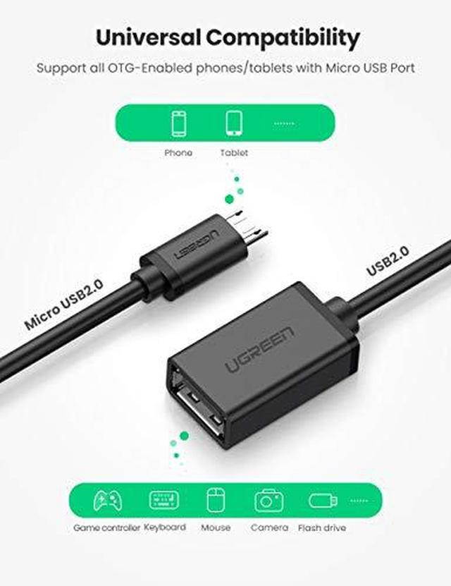 UGREEN Micro USB to USB, Micro USB 2.0 OTG Cable 2 Pack On The Go Adapter Micro USB Male to USB Female for Samsung S7 S6 Edge S4 S3, LG G4, DJI Spark Mavic Remote Controller, Android Tablets (Black)