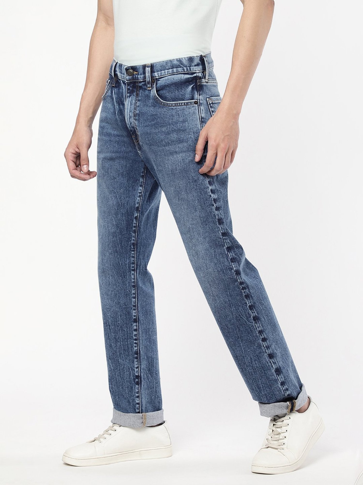 Passion Blue Regular Fit Lightly Washed Jeans