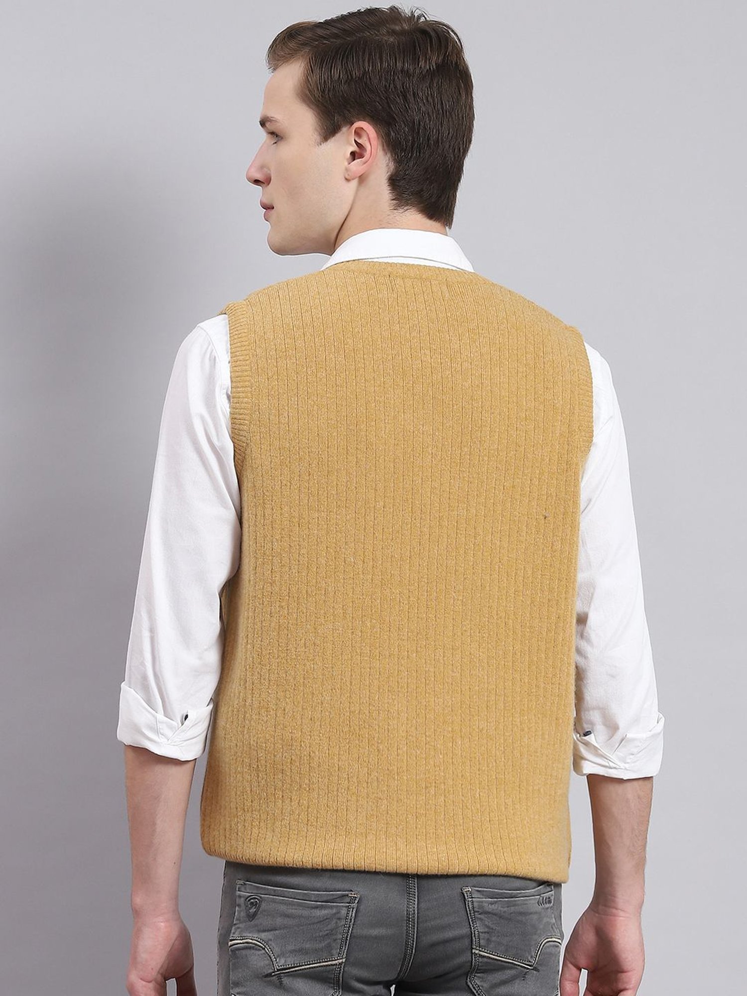 Monte Carlo Camel Regular Fit Lambs Wool Sweater