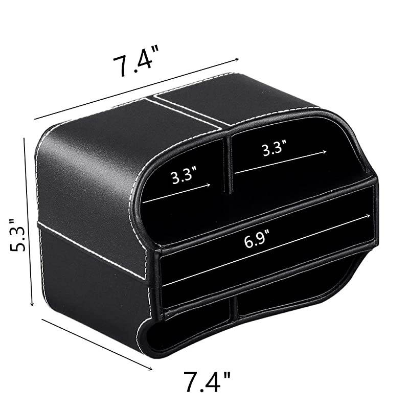 Control Holder 360 Degrees Rotatable Desk Stationery Supply Organizer PU Leather Desktop Storage Box for Controllers Media Bedside Spinning TV Caddy E-reader iPad Mobile Pencil Cosmetic(Black)