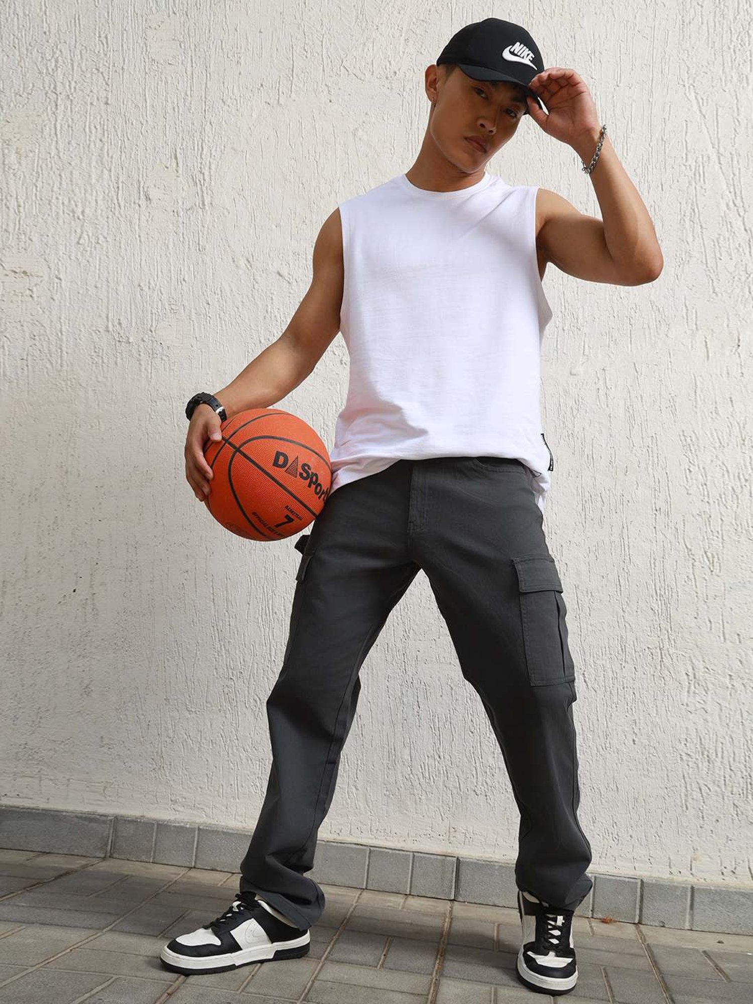 Hubberholme Grey Cotton Loose Fit Mid-Rise Trousers