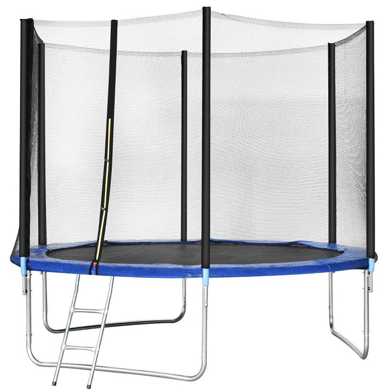 Costway 14 Ft Multicolored Trampoline Recreational Exercise w/ Safety Net Ladder