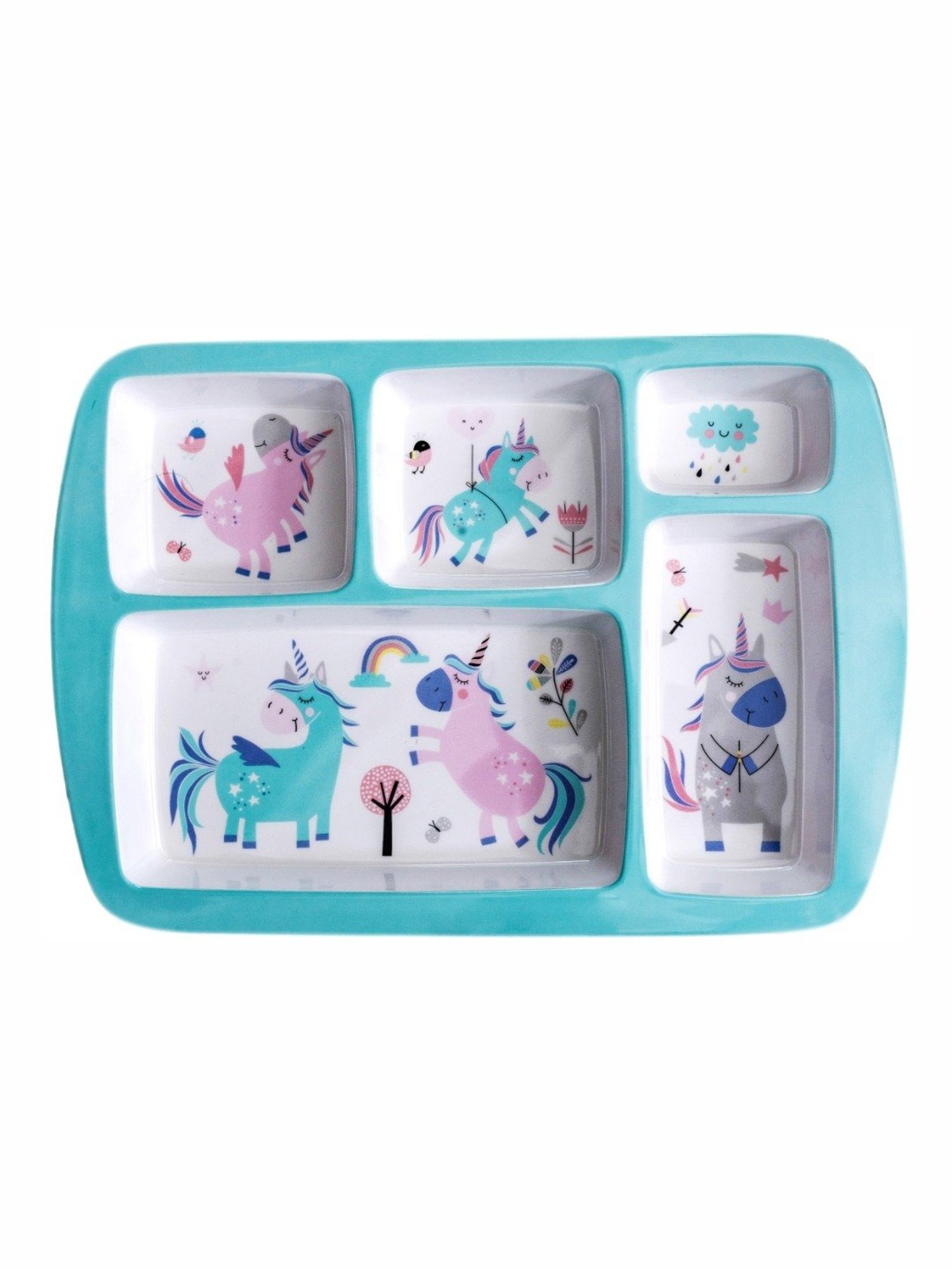 Stehlen Multicolor Melamine Kids Partition Plate - Set of 5