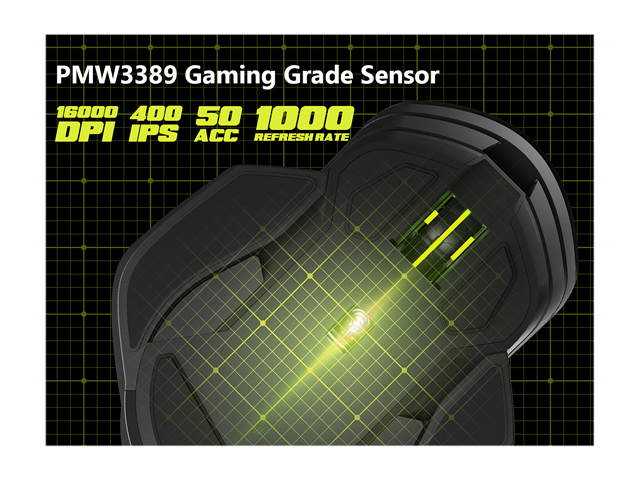 DELUX Wired Gaming Mouse with 16000DPI, Chroma RGB and Side Wing and Personalized Weights Design, 6 Programmable Buttons, Ambidextrous Ergonomic Optical Gaming Mouse (M627S(3389)-Black)