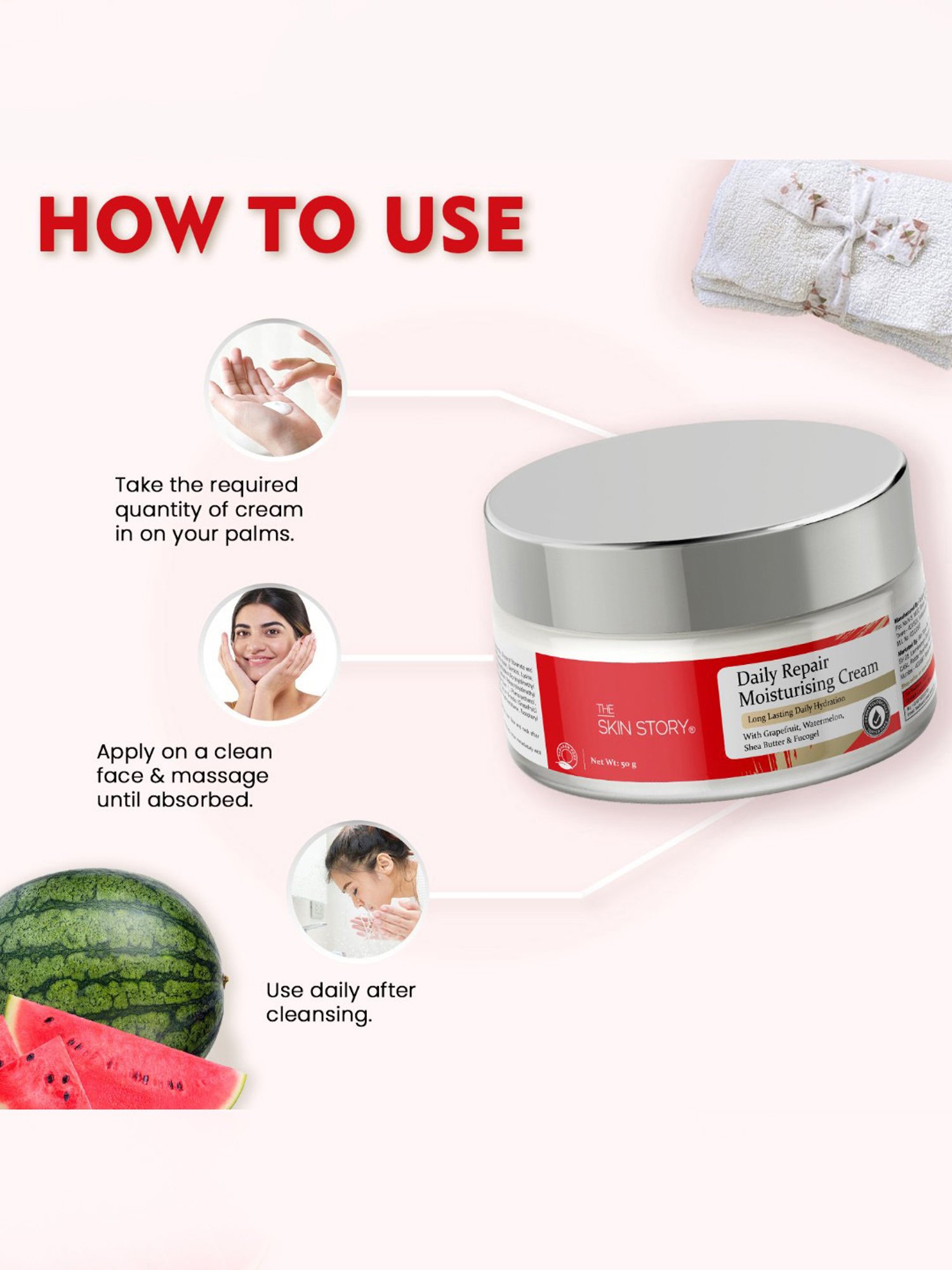 The Skin Story Watermelon & Shea Butter Daily Repair Moisturising Cream - 50 gm