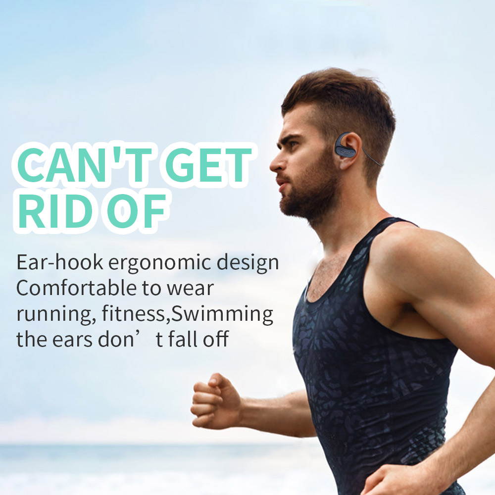 Cyboris IPX8 Waterproof Wireless Stereo Earphone BT Sports Headset Earphones Earbuds with 16GB Memory Card