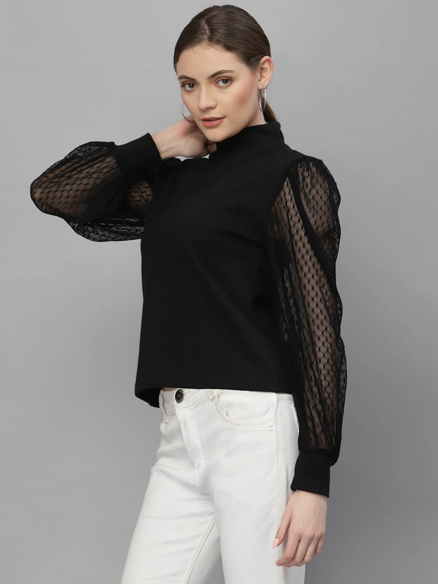 Style Quotient Black Self Design Top