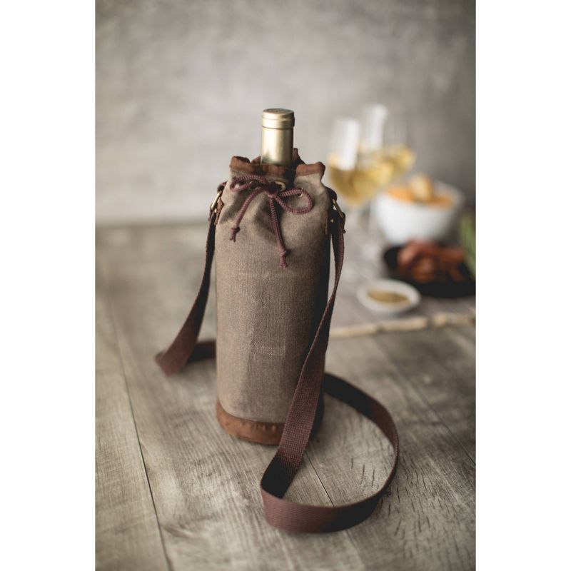 Picnic Time 10qt Waxed Canvas Wine Bottle Carrier Green