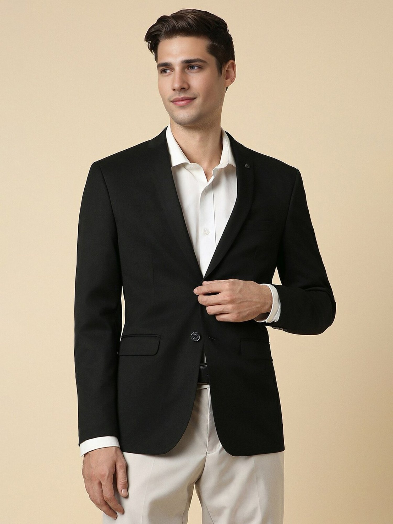 Allen Solly Black Slim Fit Blazer